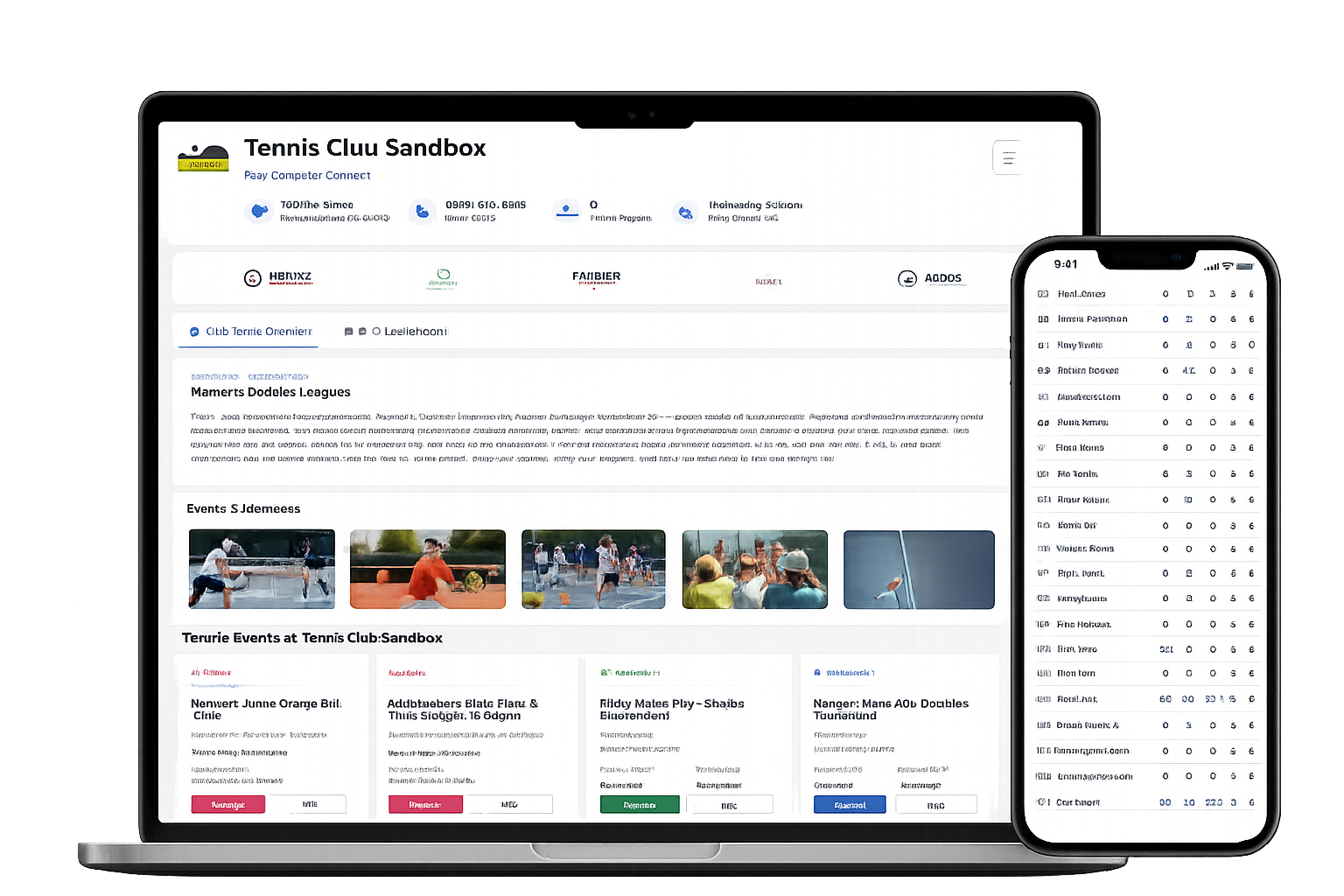 Tennis Circuits Club Edition shown on laptop and mobile